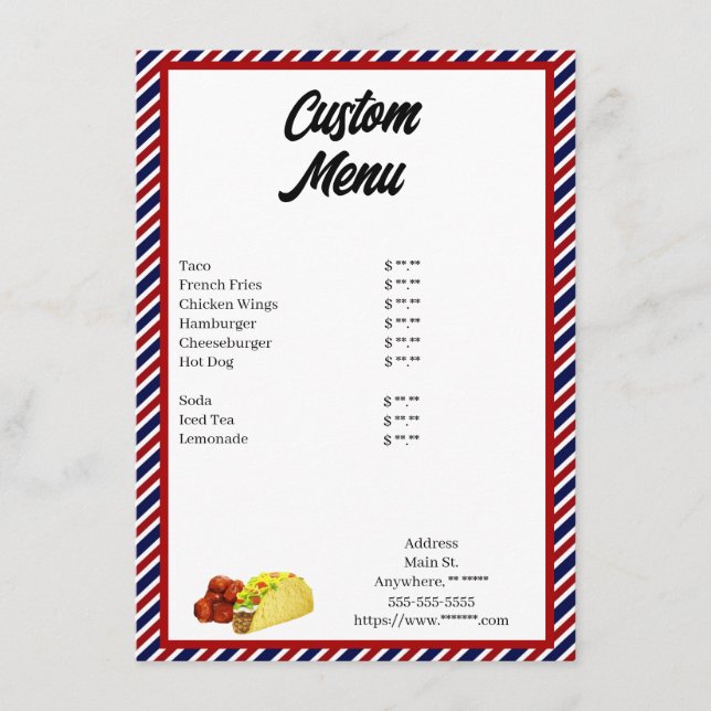 Menu personnalisé  (Devant)