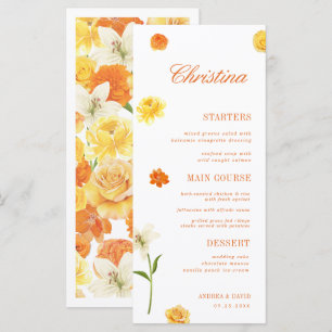 Menu personnalisé de jardin avec nom d'invité flor