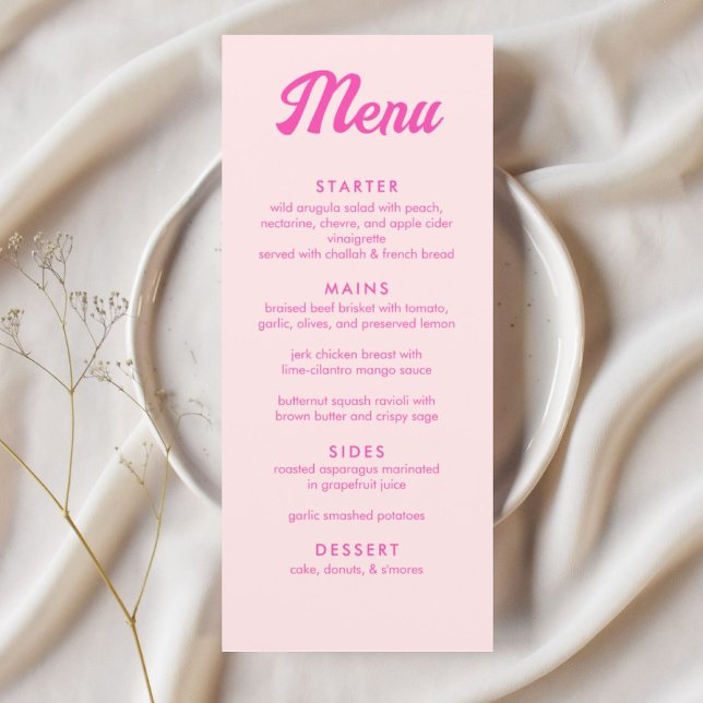 Menu personnalisé Pink Tropical Bat mitzvah Party (Personalized Pink Tropical Bat Mitzvah Party Menu)