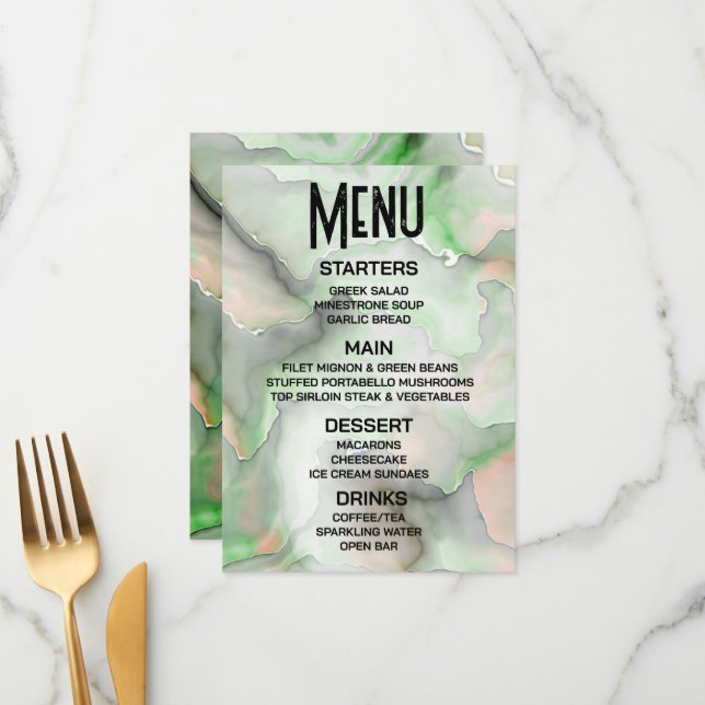 Menu Personnaliser - Créez votre propre marbre vert cla (Devant/Arrière en situation)