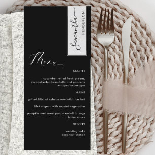 Menu Personnalité élégante avec nom d'hôte noir et blan