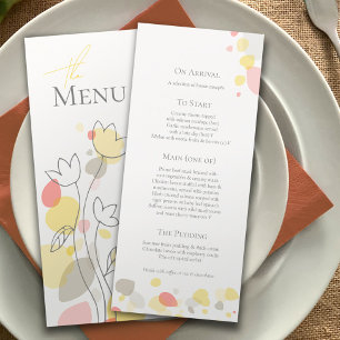 Menu Pétales de fleurs de confettis modernes jaunes men