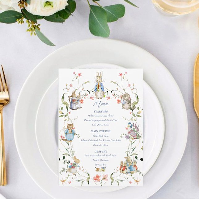 Menu Peter le Baby shower Fleur sauvage Rabbit (Créateur téléchargé)