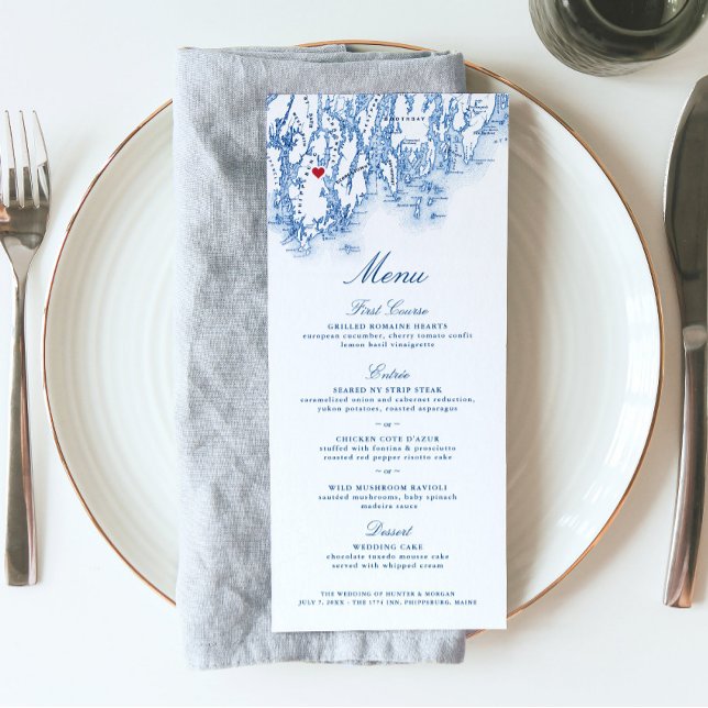 Menu Phippsburg Maine Destination Mariage Elégant Marin (This Phippsburg Maine map menu is perfect for your 1774 Inn destination wedding)