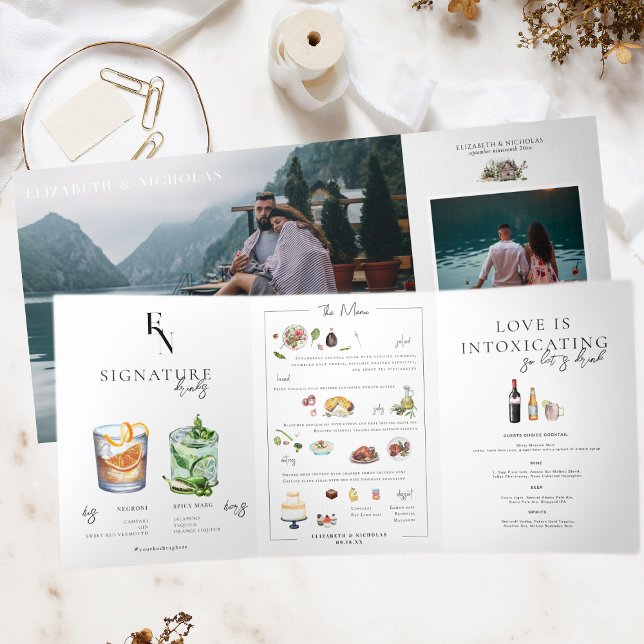 Menu Photo & Illustration Cocktails Numéro de tabl (Créateur téléchargé)