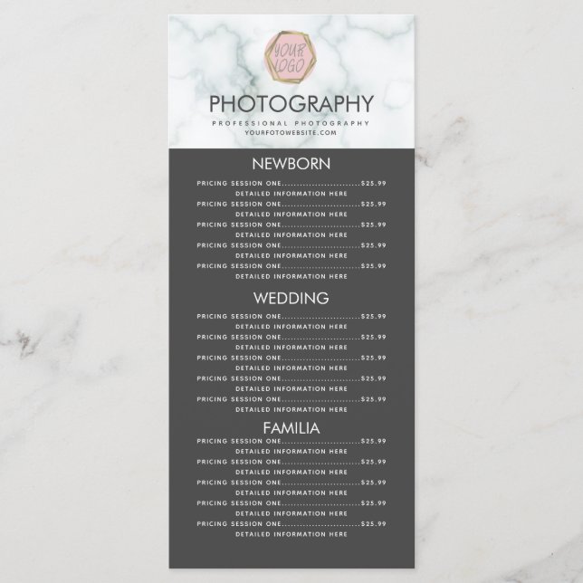 Menu Photographie Entreprise Votre Logo Marbre gris Men (Devant)