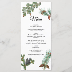 Menu Pins rustiques Mariage de verdure forestière