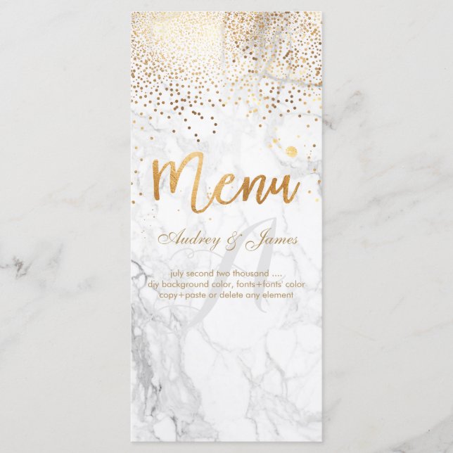 Menu PixDezines Marble/Confetti/Shine Menu/Faux Gold (Devant)