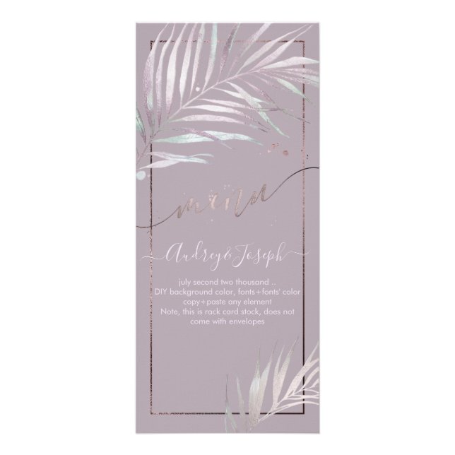 Menu PixDezines, Palmiers en Mauve+Lilac (Devant)