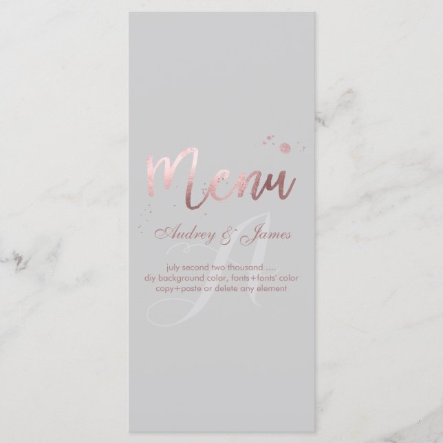 Menu PixDezines Shine Menu/Faux Rose Gold/Fancy Script (Devant)
