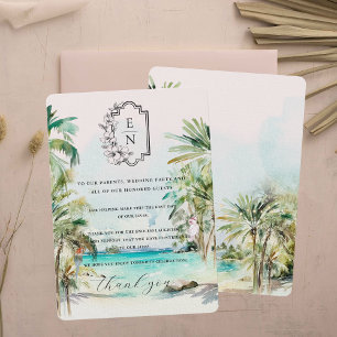 Menu Plage Tropicale Remerciement de Table de Mariage