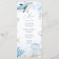 Menu Plat Baby Shower Fille Ruban Rose Coquillage