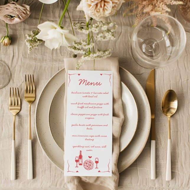 Menu plat de Baby Shower Rustique Pizza & Vin (Créateur téléchargé)