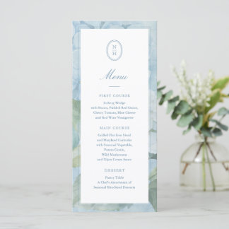 Menu plat de mariage à armoiries monogramme d'hort
