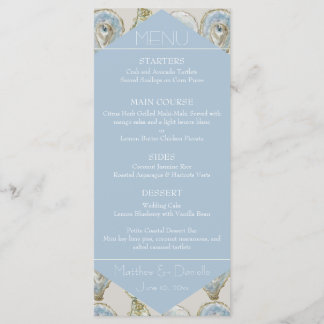 Menu plat de mariage aux huîtres à l'aquarelle - B