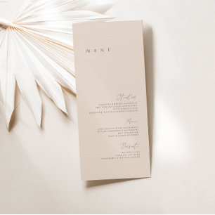 Menu Plat de Mariage Élégant Minimaliste Rose Rose