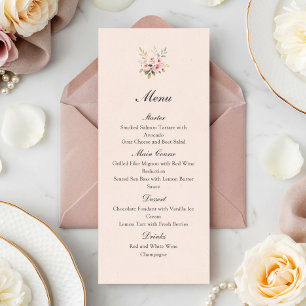 Menu Plat de Mariage Roses Roses Fuschia Élégantes