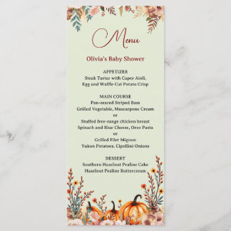 Menu plat du Citrouille d'automne personnalisé
