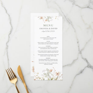 Menu plat du Mariage Fleur sauvage périphérique