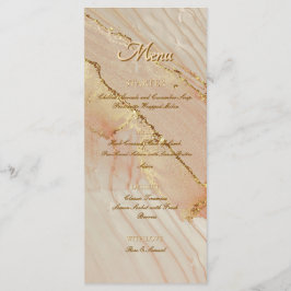 Menu Plat Élégant Encre Alcool Rose Paillettes Or