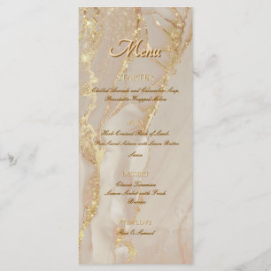 Menu plat élégant encre alcool rose paillettes or