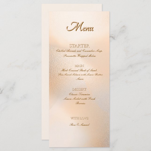 Menu plat élégant Rose Gold (Devant / Derrière)