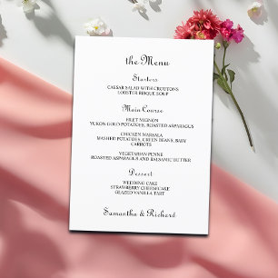 Menu plat Élégant Script 5x7" Mariage Table Menu