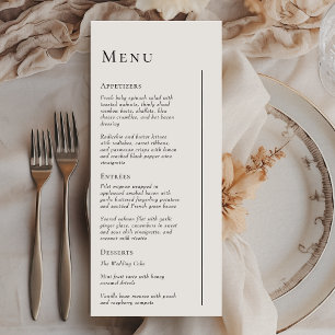Menu Plat Mariage minimaliste simple et moderne
