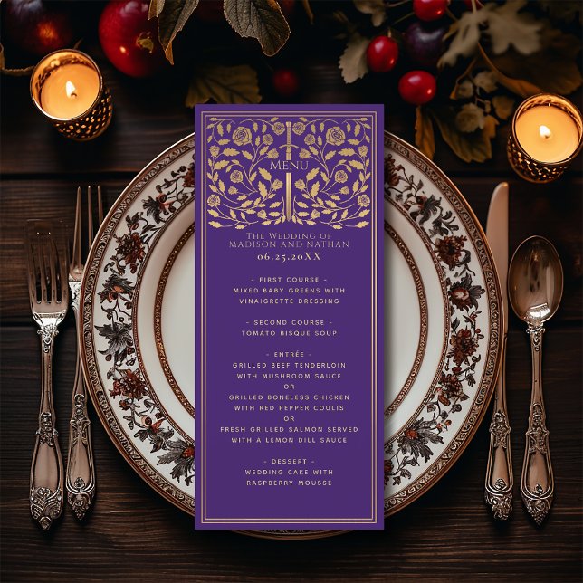 Menu Plat Mariage Purple Royal Médiéval (Créateur téléchargé)