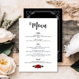 Menu plat Mariage Roses rouges romantiques interco
