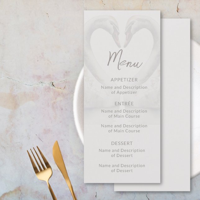 Menu plat Mariage Swan (Swan Wedding Flat Menu)