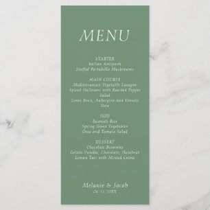 Menu plat Mariage vert