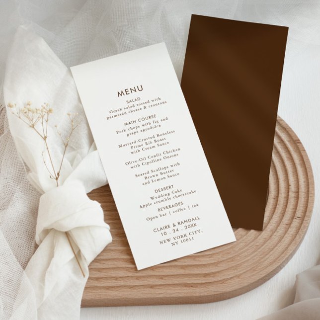 Menu plat minimaliste Mariage brun simple (Créateur téléchargé)