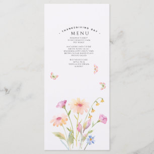 Menu plat modifiable fleur aquarelle