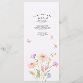 Menu plat modifiable fleur aquarelle