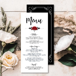 Menu Plat Plat Rose Rouge romantique