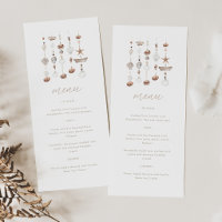 Menu plat pour Baby Shower Bohème de plage Coquill