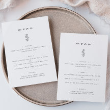 Menu Plat pour Mariage noir blanc feutre minimum
