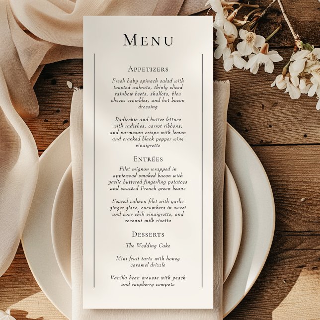 Menu plat simple et minimaliste Mariage (Créateur téléchargé)