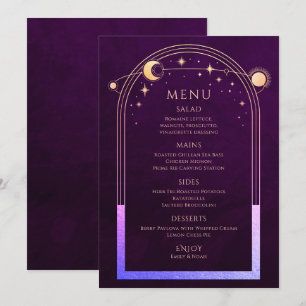 Menu Plum arc-en-ciel mystique Sun Moon Stars Mariage
