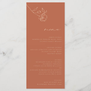 Menu Poche de rouille minimale Mariage floral Art fin