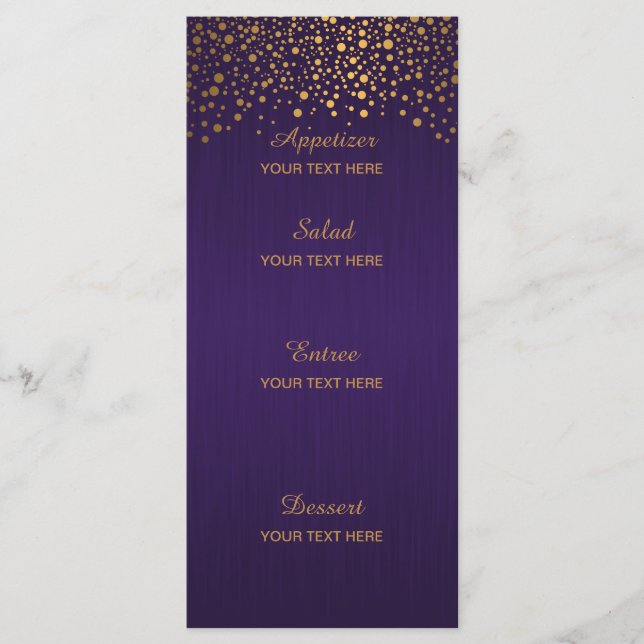 Menu Points Confetti Or Élégants | Violet (Devant)