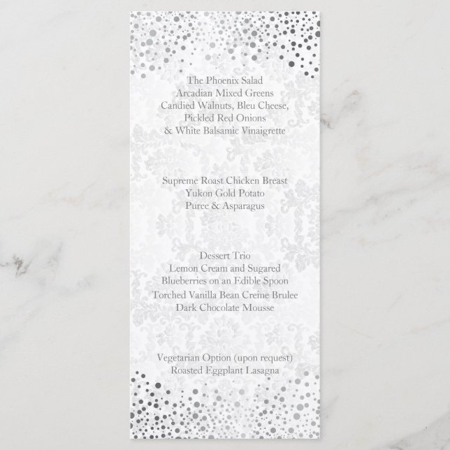 Menu Points d'argent tendance du jour du mariage (Devant)
