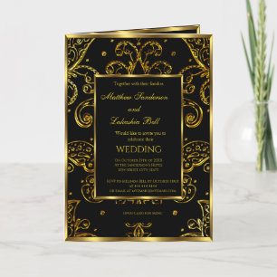 Menu Populaire Mariage Gold Black Fold Carte