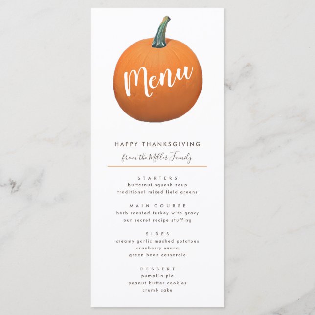 Menu Poumon peint d'automne Thanksgiving Chic (Devant)