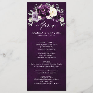 Menu Poupée d'aubergine Plum Ivory Blanc Floral Mariage