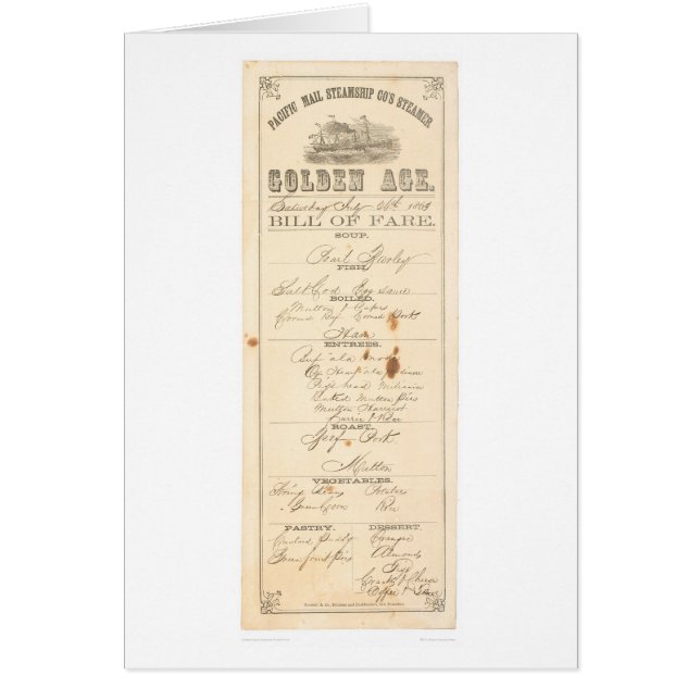 Menu pour le vapeur "âge d'or" (1276A) (Devant)