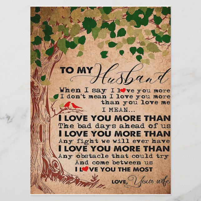 Menu Pour votre mari incroyable, Cadeau d'anniversaire  (Devant)