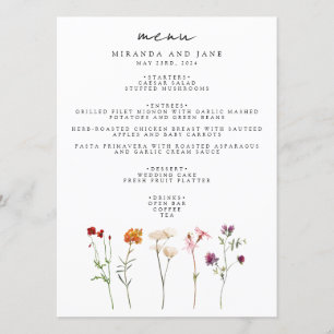 Menu Pride lesbienne Fleur sauvage minimale Mariage flo
