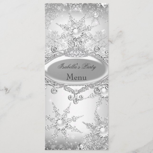 Menu Princess Winter Wonderland Silver White (Devant)